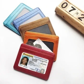Naujas paprastas matomas minkštas PU odinis kortelių laikiklis Kelių kortelių lizdas Banko kreditinės kortelės ID krepšys Nešiojamas mini piniginės monetų rankinis
