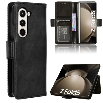 Naujas stilius Samsung Galaxy Z Fold 5 4 3 2 Case Wallet Flip Style Leather Magnet Phone Bag Cover Fold5 Fold4 Fold3 Fold2 With P