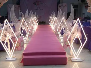 Naujas vestuvių deimantinis kelio švinas LED juosta T scenos fono scenos išdėstymas dekoratyvinis ovalus dvipusis šviečiantis kelio švinas