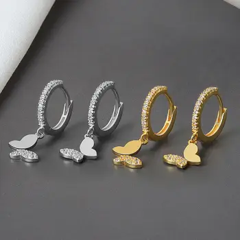 Nauji madingi sidabro aukso spalvos lankų auskarai lašas akinantis drugelis moterims Mergaitės dovana Mada Papuošalai Dropship didmeninė prekyba