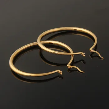 Nauji vintažiniai nikelio aukso spalvos lankų auskarai 