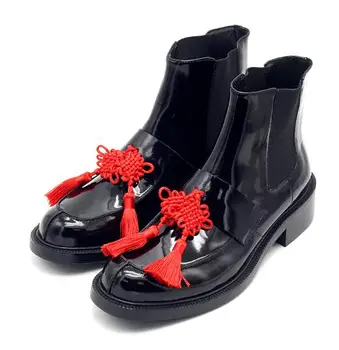 Nauji žieminiai juodi vyriški aulinukai kiniški mazginiai vyriški batai slysta ant madingų natūralios odos vakarietiškų chelsea batų vyriški batai