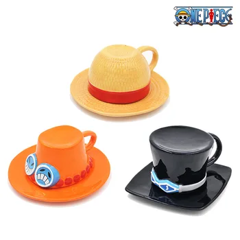 New Anime One Piece Cosplay puodelis Vandens puodelis Creative Three Brothers Skrybėlės formos kavos puodelis Luffy Ace Sabo keraminis puodelis vakarėliams