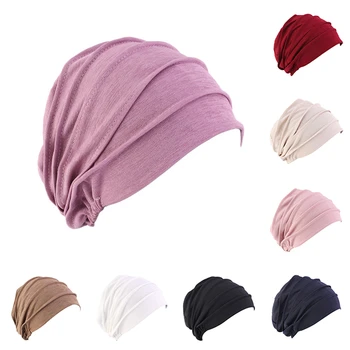 New Turban Cap Women Solid Color Ladies Quality Chemotherapy Headband Muslim Headband for Female Hair Accessories