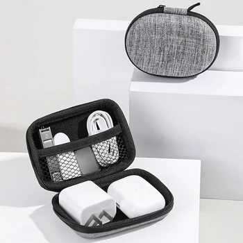 Nešiojami mini kieto apvalkalo skaitmeniniai įtaisai Laikymo dėžės Krepšys Dirbtinės odos ausinių įkroviklio dėklas Duomenų kabelis U disko organizatorius