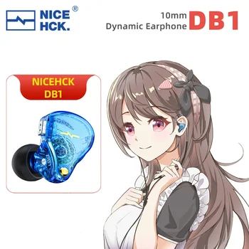 NiceHCK DB1 HIFI muzika ausinėse IEM 10mm dinaminis įrenginys, veikiantis DJ Sport audiofilų ausinių studijos ausų kištukas 2Pin nuimamas
