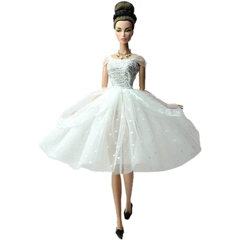 NK 1 komplektas Balta 30CM princesės vestuvinė suknelė Kilnūs elegantiški mados vakarėlių drabužiai Barbei Lėlių aksesuarai Vaikas Mergaitės dovanų žaislas