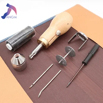 Odinis rankinis siuvėjas Siuvimo mašina Amatų užrakto adatos siuvimo rinkinys Dygsnio odinių siūlų adatų siuvimo reikmenys