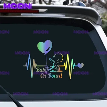 Originalumas Širdies plakimo balionas Kūdikis laive Automobilio lipdukas Vinilo animacinis filmas Lipdukas automobilių stiliui Vaikai Įspėjamasis ženklas Lipdukai Dekoras