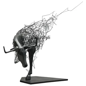 Pardavimų biuro fojė Abstraktus gyvūnas Geležiniai galvijai Skulptūra Menas Viešbutis Didelių grindų papuošalai Frp ornamentas