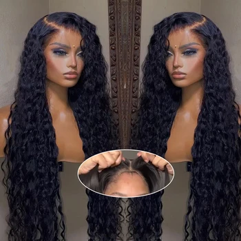 Paruošta dėvėti 7x5 HD be klijų giliųjų bangų perukas Žmogaus plaukų perukai Transparen nėrinių priekinis perukas Brazilijos garbanoti žmogaus plaukai moterims