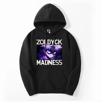 Pavasario vyrai Harajuku Didelio dydžio Japonijos anime HUNTER×HUNTER džemperiai su gobtuvu Killua Zoldyck Madness audiniai Laisvalaikio džemperis