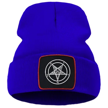Pentagrama Okultinis Šėtonas Beanie skrybėlė Vilna Kūrybinė variklio dangčio kepurė Žiemos stora sportinė Hiphopo megztos kepurės Lauko Unisex komforto kepurės