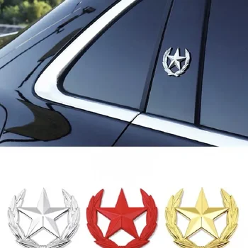 Pentagramos žvaigždė Metalinis automobilio lipdukas Logotipas Emblema Ženklelis Automobilio stiliaus lipdukas universaliems automobilių motociklų dekoratyviniams aksesuarams