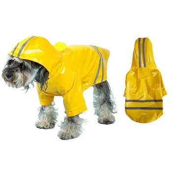 pet pu capa de chuva cão capa de chuva corgi pequeno e médio cão reflexivo impermeável capa de chuva à prova de neve