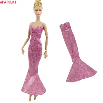 Pink Glitter Fashion Dress for Barbie Doll Clothing Fishtail Brassiere Suknelės Barbei 1/6 lėlių aksesuarai Vaikams 