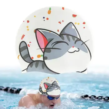 Plaukimo kepurės Elastingos vandeniui atsparios apsaugos ausys Ilgų plaukų baseinas Kepurės maudymosi kepurės
