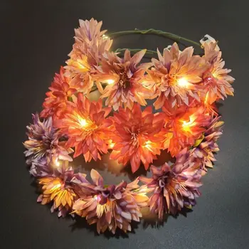 Plaukų juosta Gimtadienio vakarėlis Šviečianti simuliacinė gėlė LED šviesa Švytintis vainikas Paplūdimio galvos juosta Vainikas Galvos juosta Gėlių vainikėliai