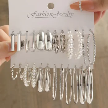 Populiarūs papuošalai auskarai paprastas stilingas sidabras ir sidabras su perlų moteriškais auskarais