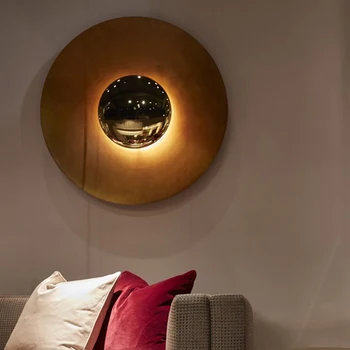 Postmodernus viešbutis Lengvas prabangus elegantiškas miegamojo naktinis šviestuvas Dekoratyvinis fonas Siena Personalizuotas apvalus UFO sieninis šviestuvas