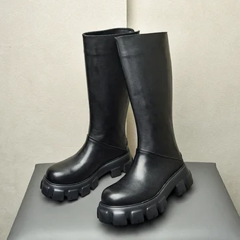 Prabangūs aukštakulniai batai vyrams Natūralios odos mada Britų stiliaus dizaineris Rankų darbo patogūs 6cm aukščio nauji šilti vyriški batai