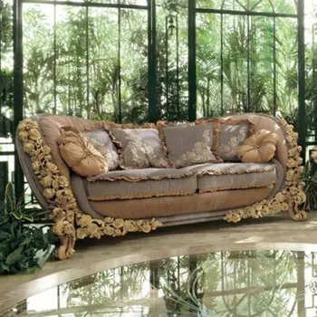 prancūzų neoklasikinio europietiško stiliaus vilos dvaras Ltalian importuota rožių sofa Riva prabangūs baldai