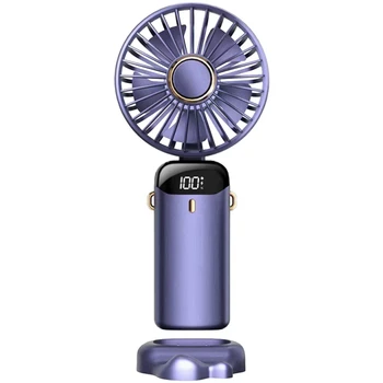 rankinis ventiliatorius nešiojamas ventiliatorius 5000Mah įkraunamas, 5 greičiai su LED ekranu, 90° reguliuojamas