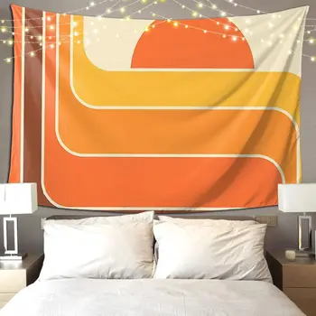 retro geometrinis saulės dizainas 656 Gobelenas Hipių siena Pakabinami estetiniai namų dekoro gobelenai svetainei Miegamasis Bendrabučio kambarys