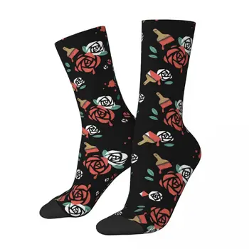 Rose Men Sporty Breathable Casual Mid-Blauzd Socks Cotton Socks Youth Middle-age