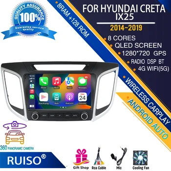 RUISO Android jutiklinio ekrano automobilinis DVD grotuvas Hyundai CRETA IX25 2014-2019 automobilių radijas stereo navigacijos monitorius 4G GPS Wifi