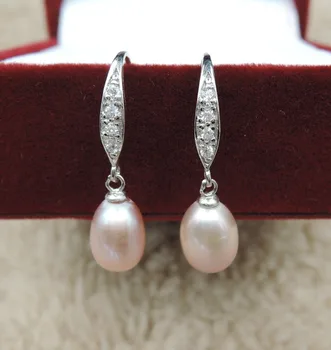 S925 stering sidabrinis auskaras natūrali gėlavandenių perlų lašo forma AAA klasė aukšta kokybė
