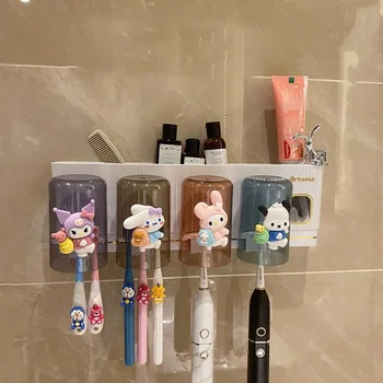 Sanrio Hello Kitty Kuromi My Melody Cinnamoroll Kawaii Cartoon Wash Cup Dantų šepetėlio laikiklis Kids Cute Squeeze Dantų pastos gamintojas