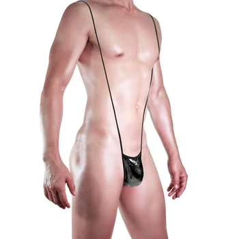 Seksualūs vyrai Borat V Sling apatiniai drabužiai Sling Shot Thong Super Mini bikini smėlinukas Kietas blizgus maudymosi kostiumėlis Viliojimas Erotinis kombinezonas