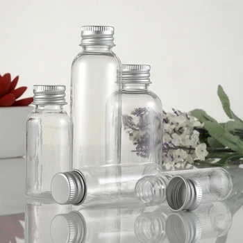 skaidrus plastikinis butelis su aliuminio užsukamu dangteliu maži stiklainiai kosmetikos konteinerio kelioninis rinkinys tuščias daugkartinio užpildymo butelių indelis
