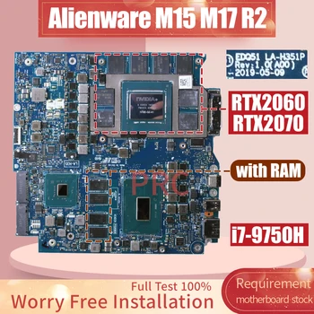 Skirta Dell Alienware M15 M17 R2 nešiojamojo kompiuterio pagrindinei plokštei LA-H351P 009PM5 0PY87P i7-9750H Notebook Mainboard RTX2060/RTX2070