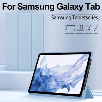 skirta Galaxy S7 S8 S9 A9+ S9FE 10.9 2023 m. dėklas, skirtas Samsung Tab 12.4 S7 FE S7 S8 S9 Plus S6 Lite A7 A8 PU planšetinio kompiuterio smart odinis dangtelis