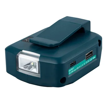 skirta Makitai ADP05 14.4V / 18V Lion baterija USB/Type-C keitiklio prievadas su LED šviesos prožektoriumi lauko šviesa Makitai