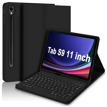 skirta Samsung Galaxy Tab S9 FE SM-X510 / x516 / x518 Bluetooth klaviatūros planšetinio kompiuterio dėklas PU atverčiamas dangtelis