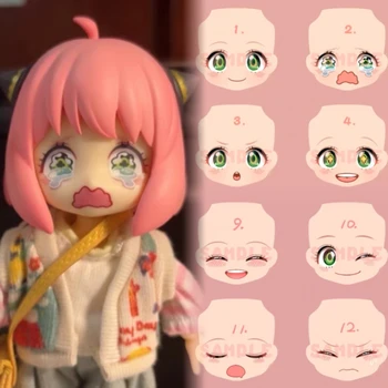 SPY FAMILY Anya Ob11 Gsc Kawaii Face Doll Rankų darbo vandens lipdukas Faceplate Anime žaidimas Cosplay Žaislų priedai Nemokamas pristatymas