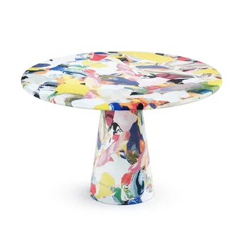 Stiklo pluoštas Creative Light Luxury Colour Painting Laisvalaikio stalas Olandų menininkas Krosnies stalas Valgomojo stalas Arbatos stalas