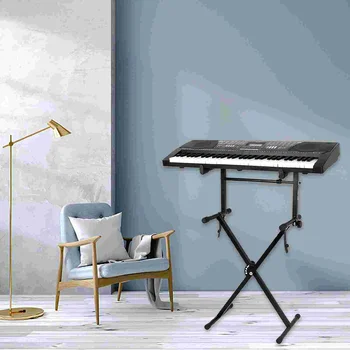 stovo klaviatūra fortepijonas elektroninės muzikos stovo pakopa dvigubas universalus reguliuojamas laikiklis Stalo nešiojamas sunkus išmatų lankstymas