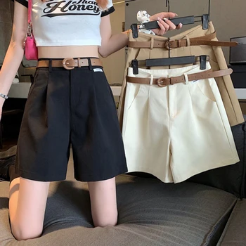Streetwear Kelnės moterims Plati koja aukštu juosmeniu Apačia Harajuku Juodi korėjietiško stiliaus drabužiai Vasara 2022 Mada Casual