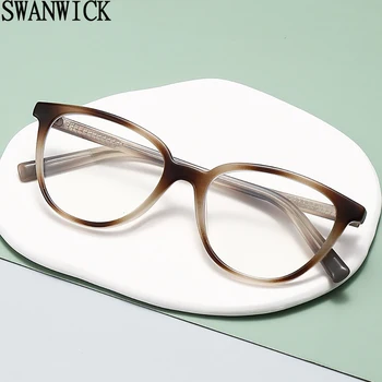 Swanwick katės akiniai moterims anti mėlyna šviesa vyriški retro akiniai rėmelis vyrams TR90 ruda juoda aukštos kokybės moterys