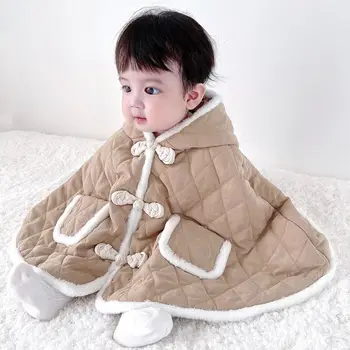 Terminis paprastas storas naujagimio vaikas Medvilninis paminkštintas paltas Baby Winter Cape Lauko pončo gobtuvas su gobtuvu apsiaustas