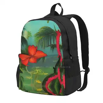 Tiki Travel Ad To Hawai'I Travel Laptop Bagpack Mokykliniai krepšiai Plumeria Pikake Lilikoi Waikiki Haleiwa Oahu Honolulu Mai Tai Elvis