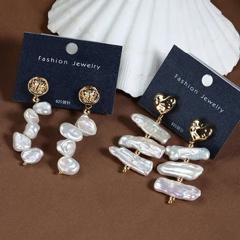 Tikri netaisyklingi barokiniai perlai Kutai auskarai moterims Elegantiški natūralūs gėlavandenių perlų auskarai Pareiškimas Vestuvių papuošalai Punk