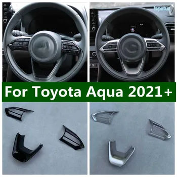Tinka Toyota Aqua 2021 2022 Matiniai / Juodi interjero priedai ABS vairo mygtuko dekoravimo rėmo dangtelio apdaila