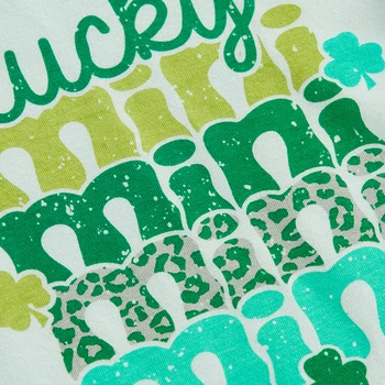 Toddler Girl Irish Festivals Apranga Laiškų spausdinimas Marškinėliai trumpomis rankovėmis su Shamrock rašto flare kelnėmis