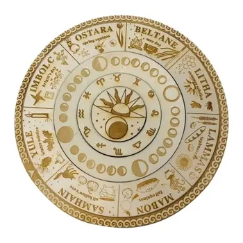 Unikalus metų ratas Kalendorius Medinis astrologinis zodiakas Graviruota lenta Kalendorius Festivalio dekoravimas Mėnulio fazės
