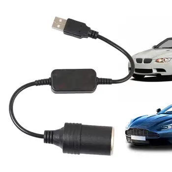 USB į automobilio žiebtuvėlio lizdo jungties kabelį USB adapteris 5V į 12V keitiklio kištukinis lizdas Laidinio valdiklio kištukas Automobilinis žiebtuvėlio adapteris